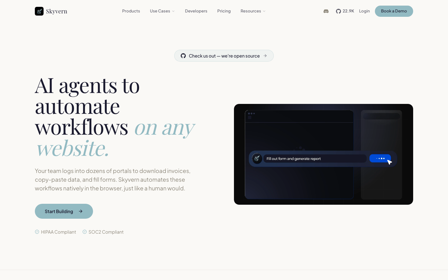 Skyvern homepage
