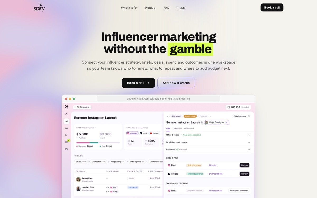 Spiry homepage