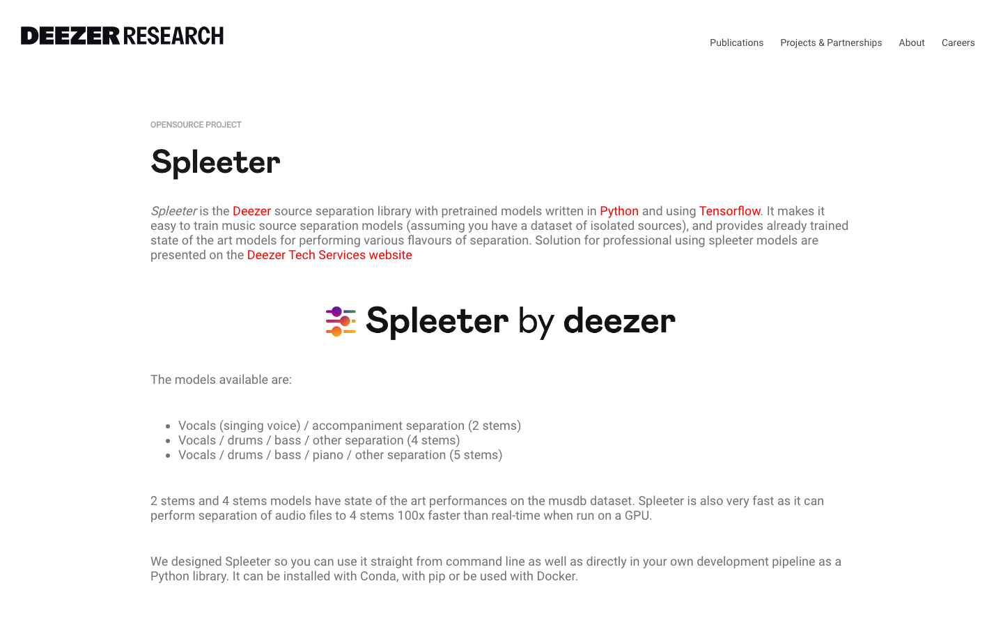 Spleeter homepage