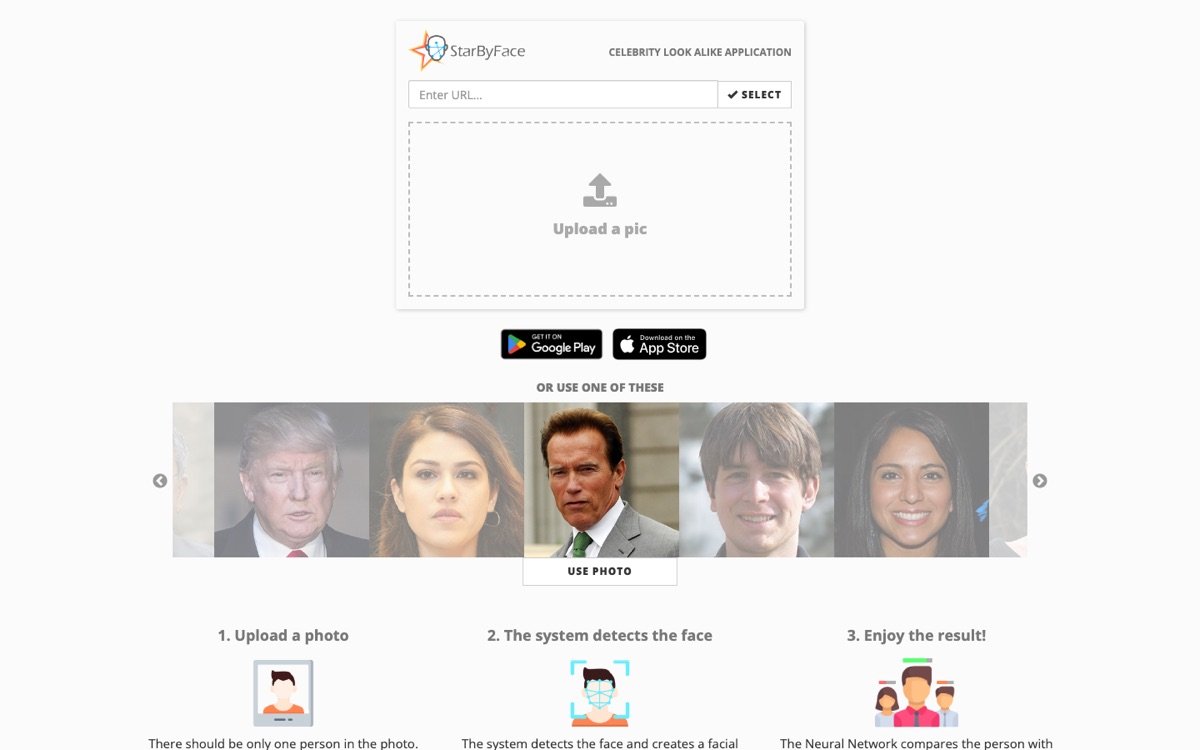 Star By Face homepage