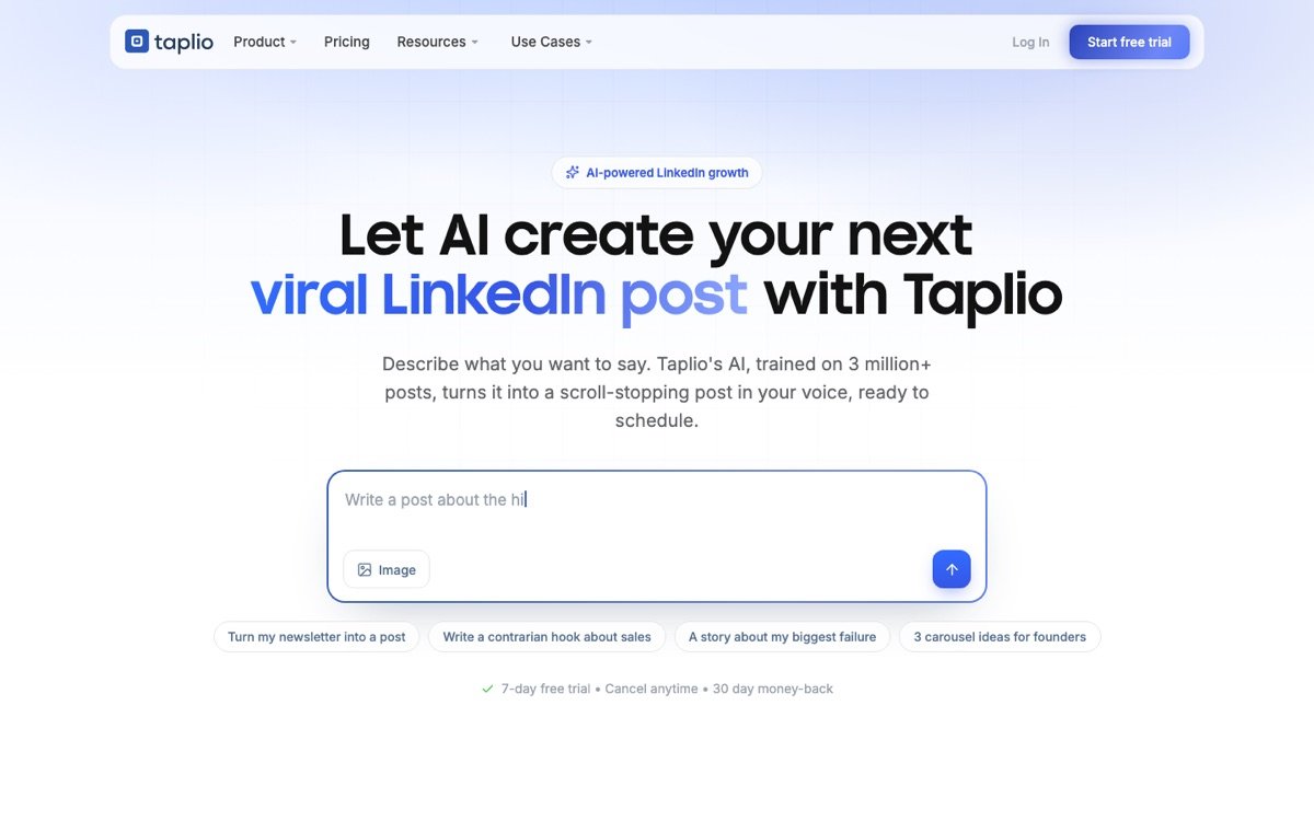 Taplio homepage