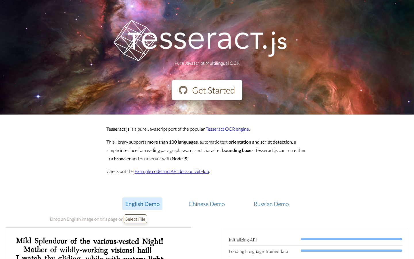 tesseract.js screenshot