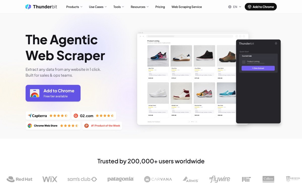 Thunderbit homepage