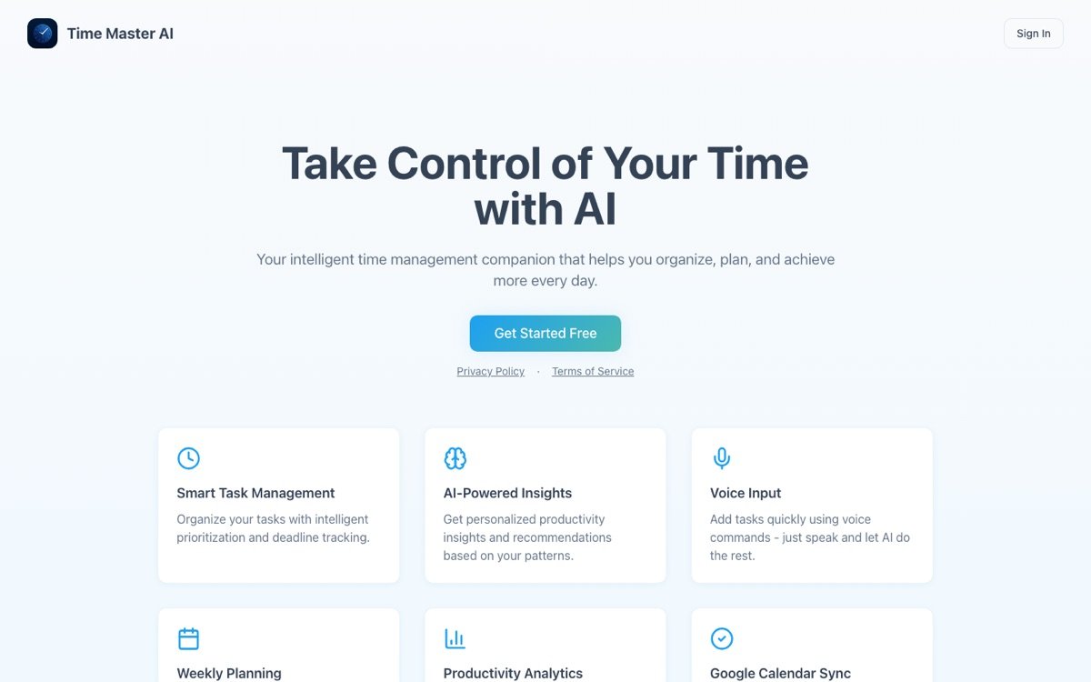 Timemaster Ai homepage
