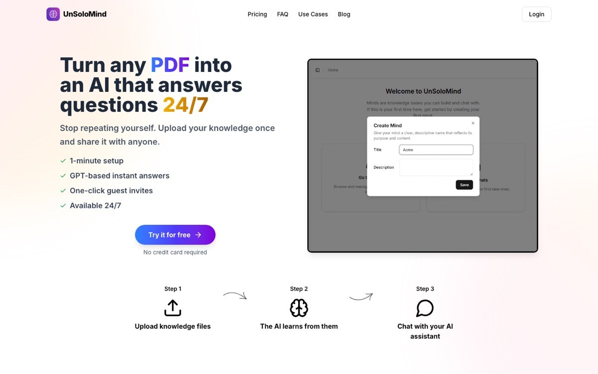 Unsolomind homepage