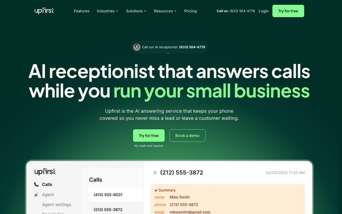 Upfirst homepage