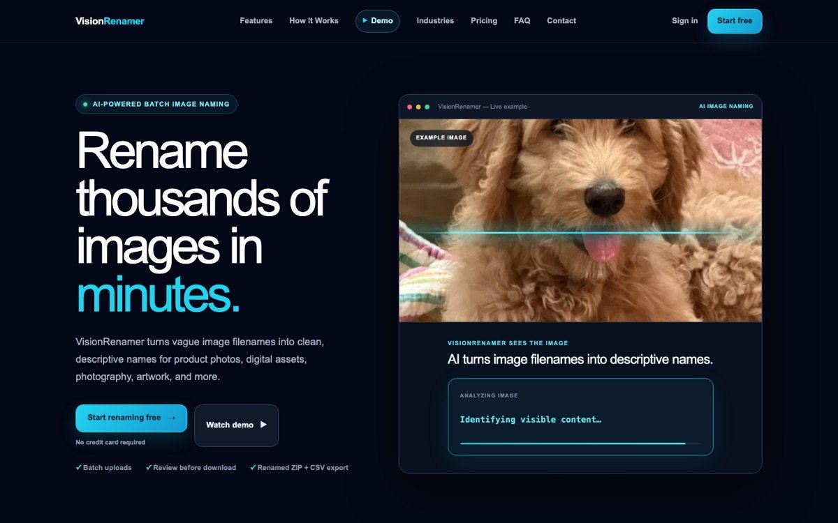 Visionrenamer homepage