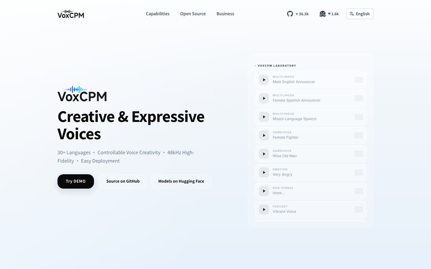 VoxCPM homepage