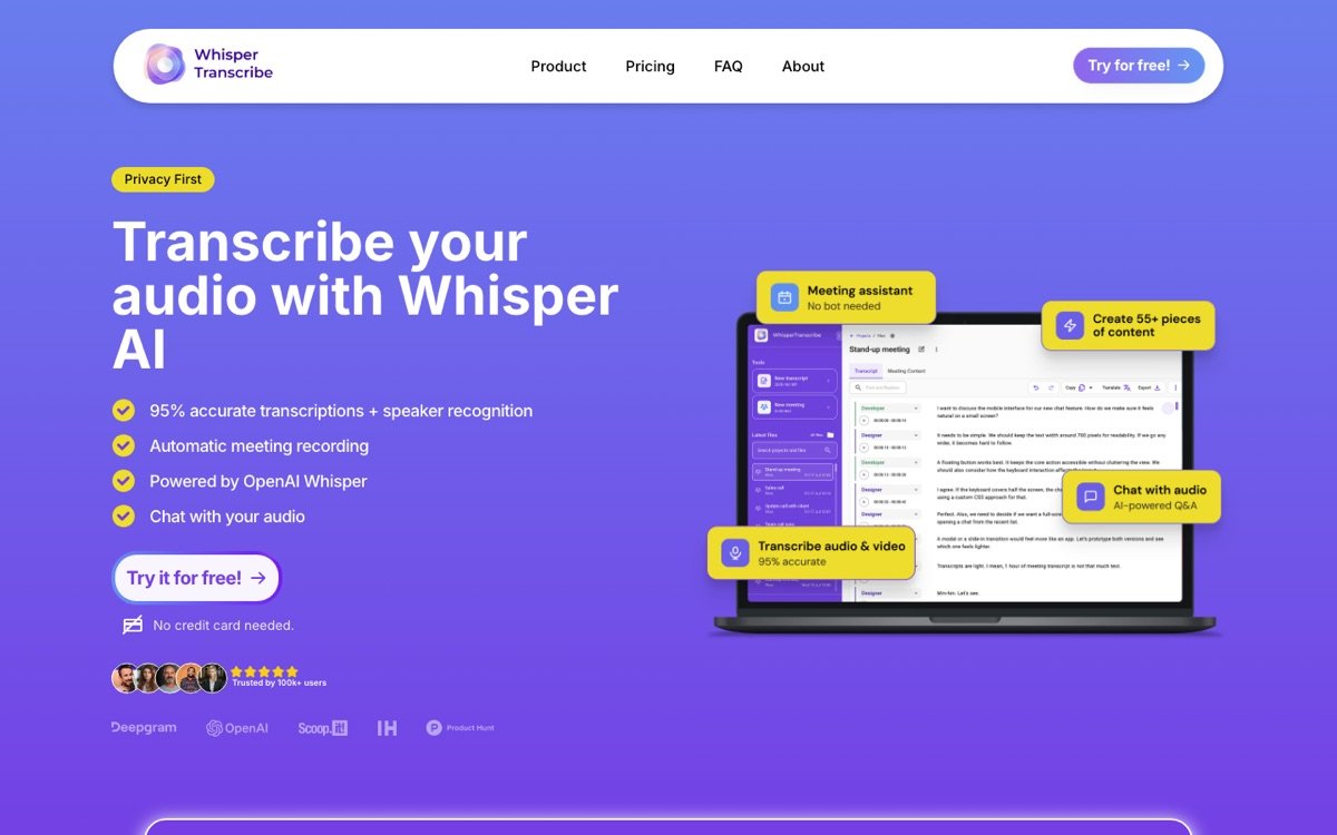 Whispertranscribe homepage