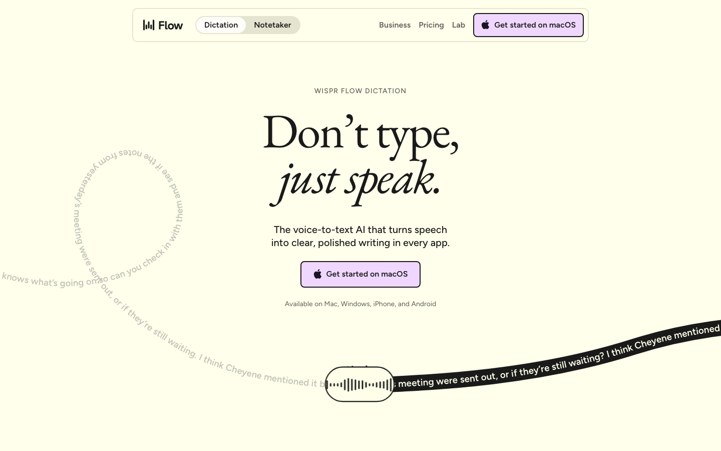 Wispr Flow homepage