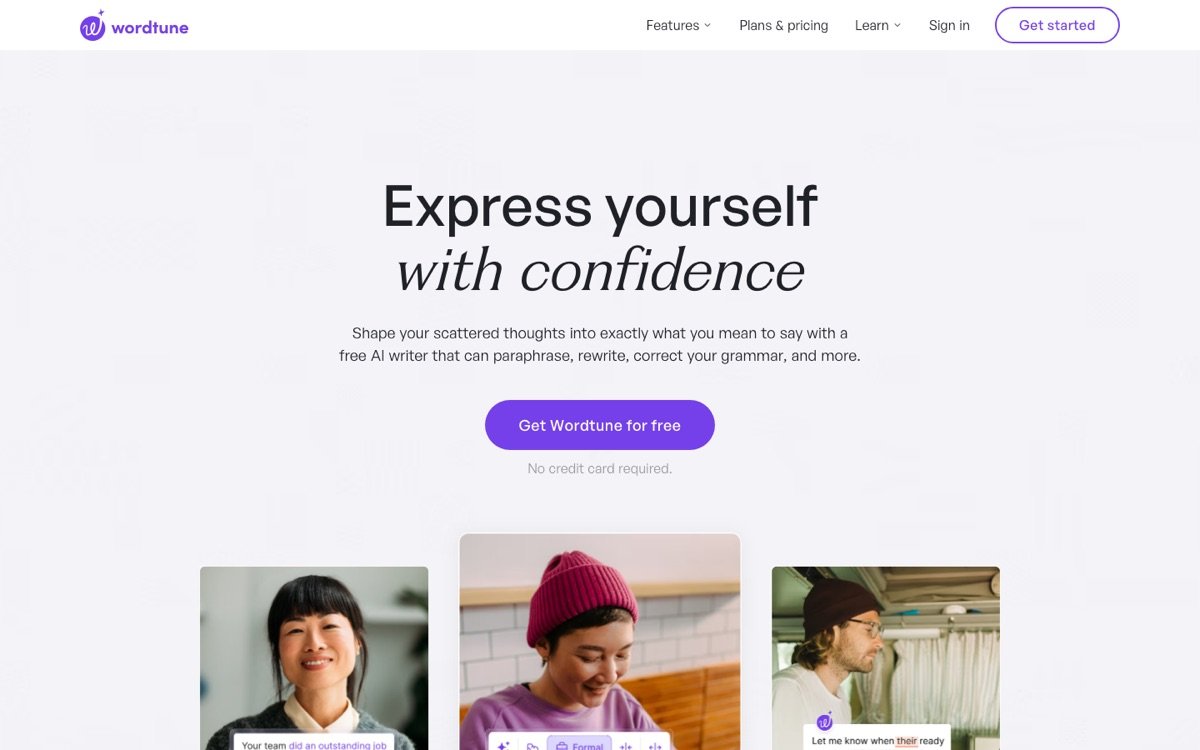 Wordtune homepage