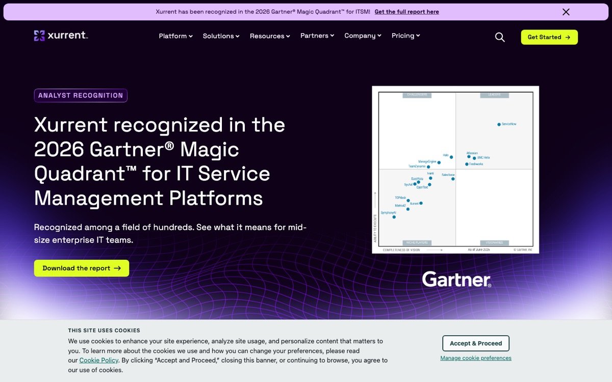 Xurrent homepage