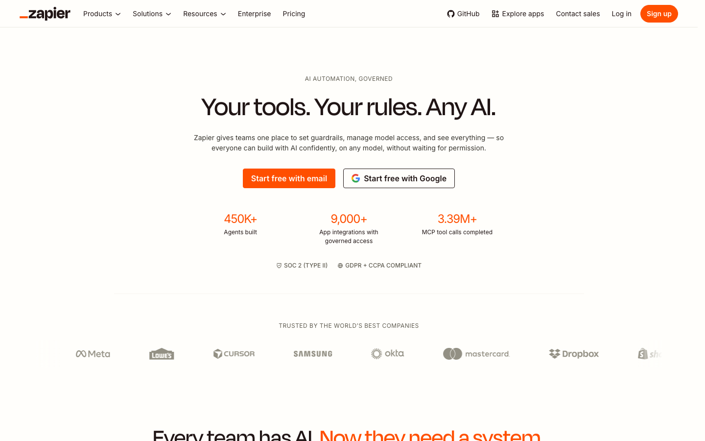 Zapier homepage