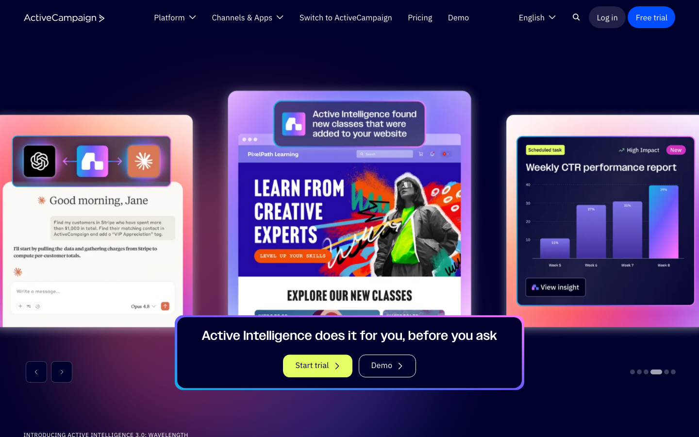 ActiveCampaign homepage