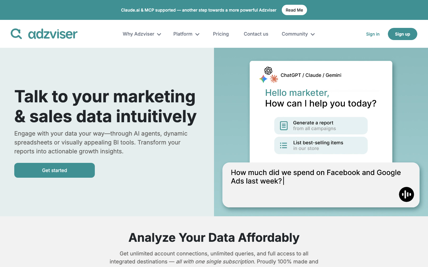 Adzviser homepage