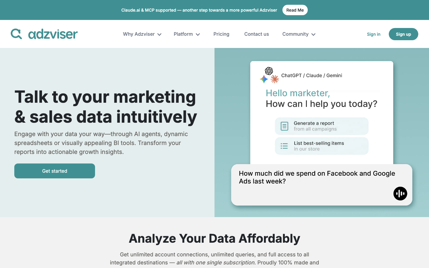 Adzviser homepage