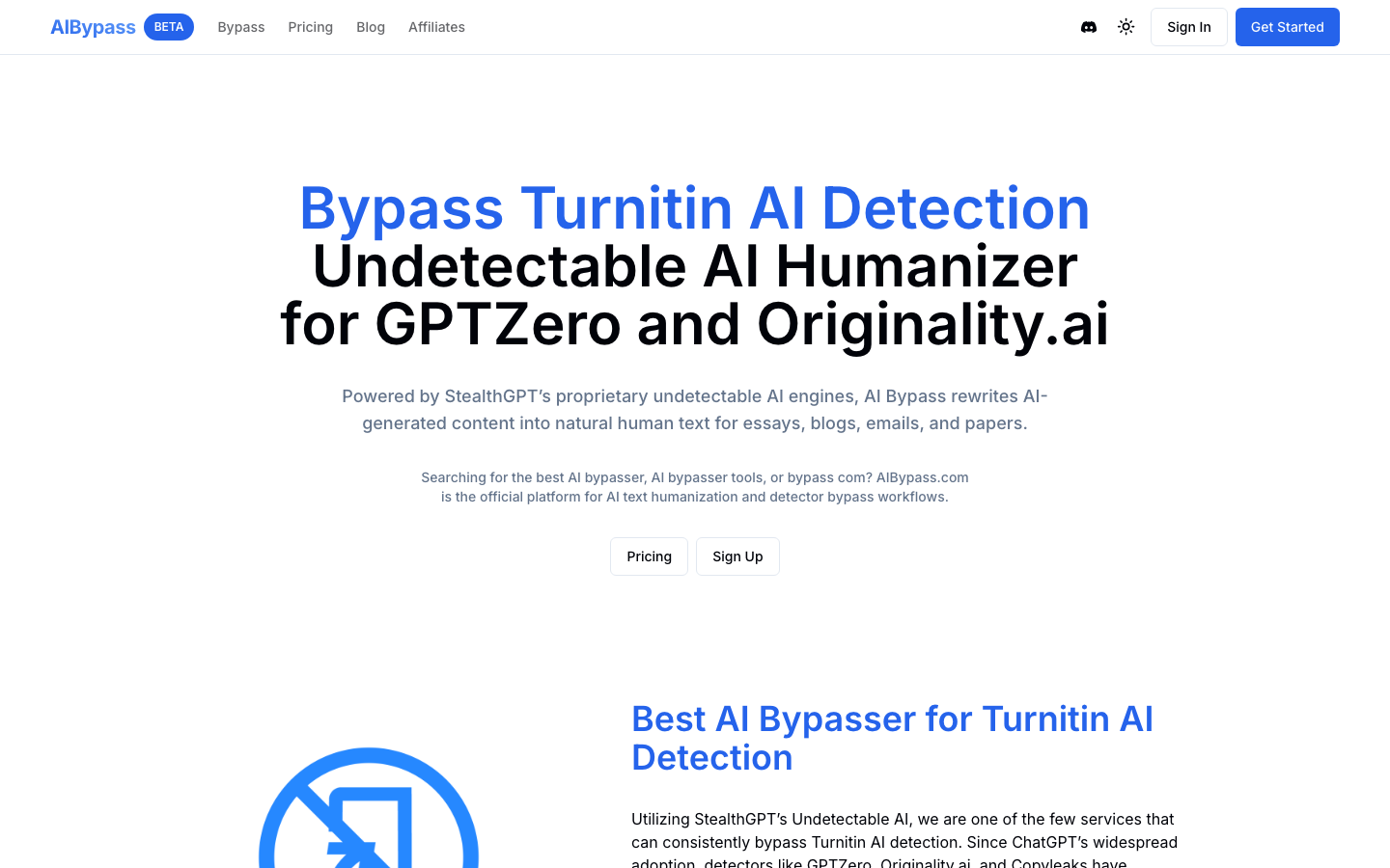 AI Bypass homepage