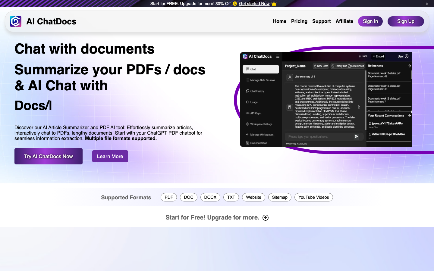 AI ChatDocs homepage