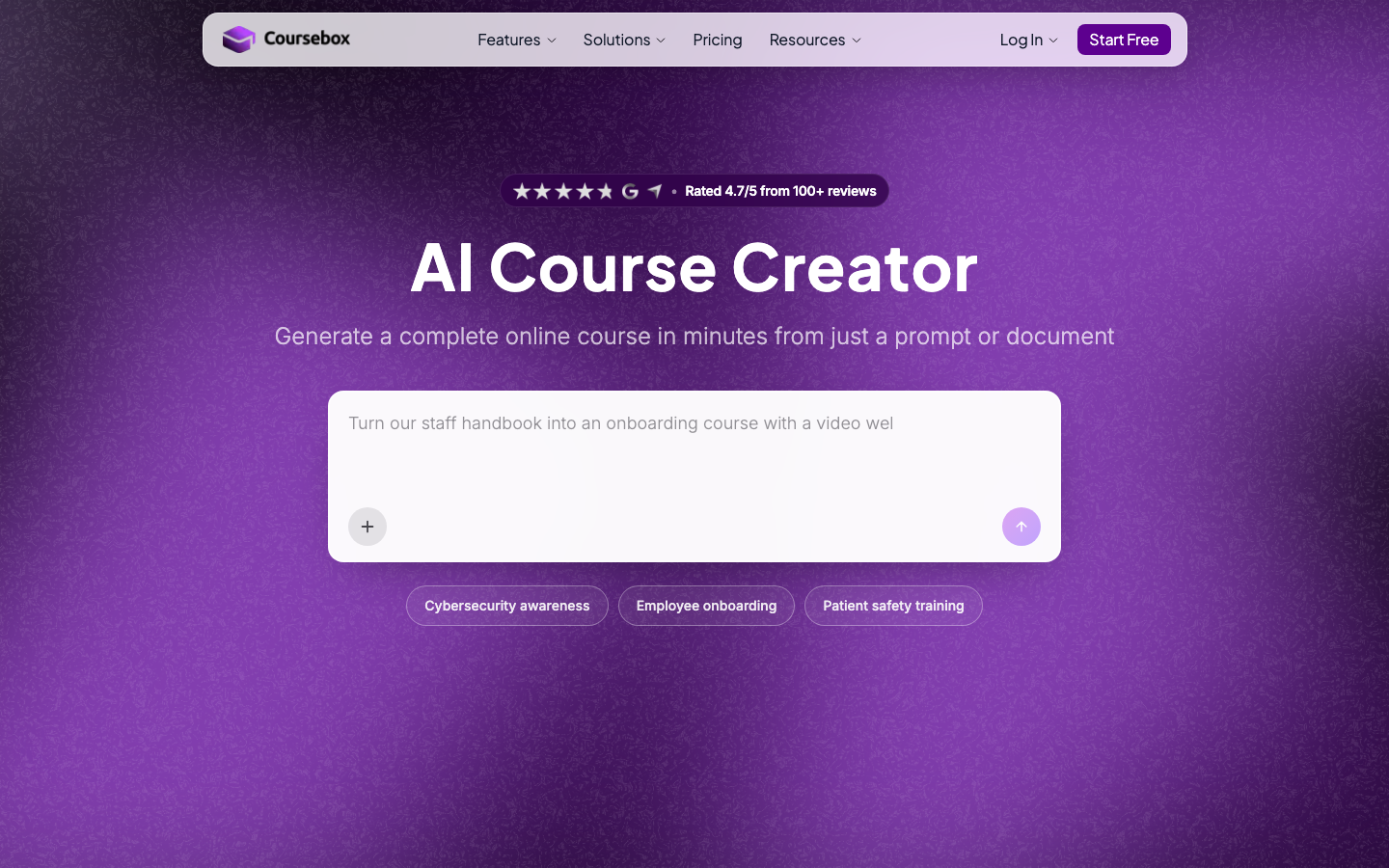 AI LMS by Coursebox homepage