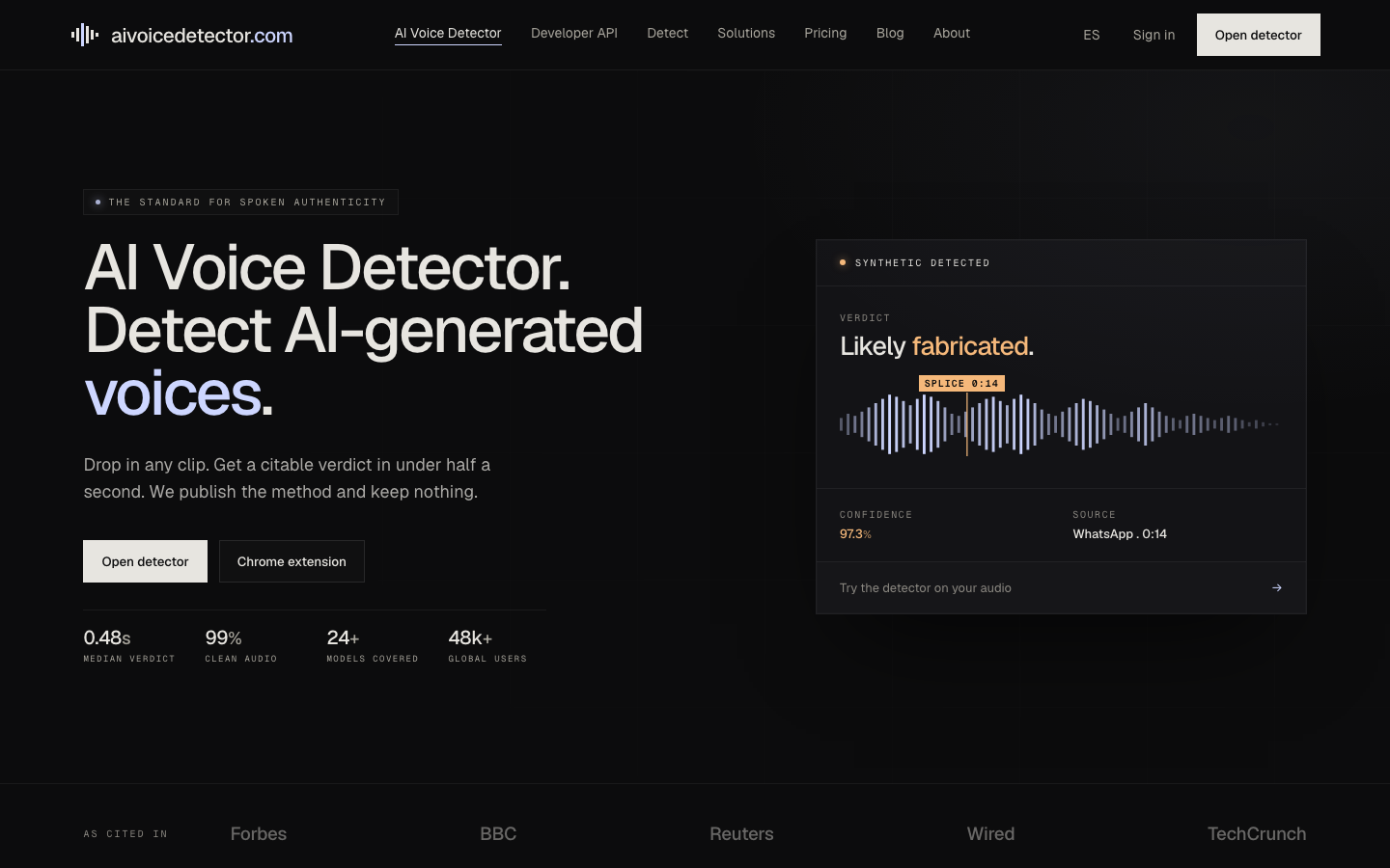 AI Voice Detector homepage