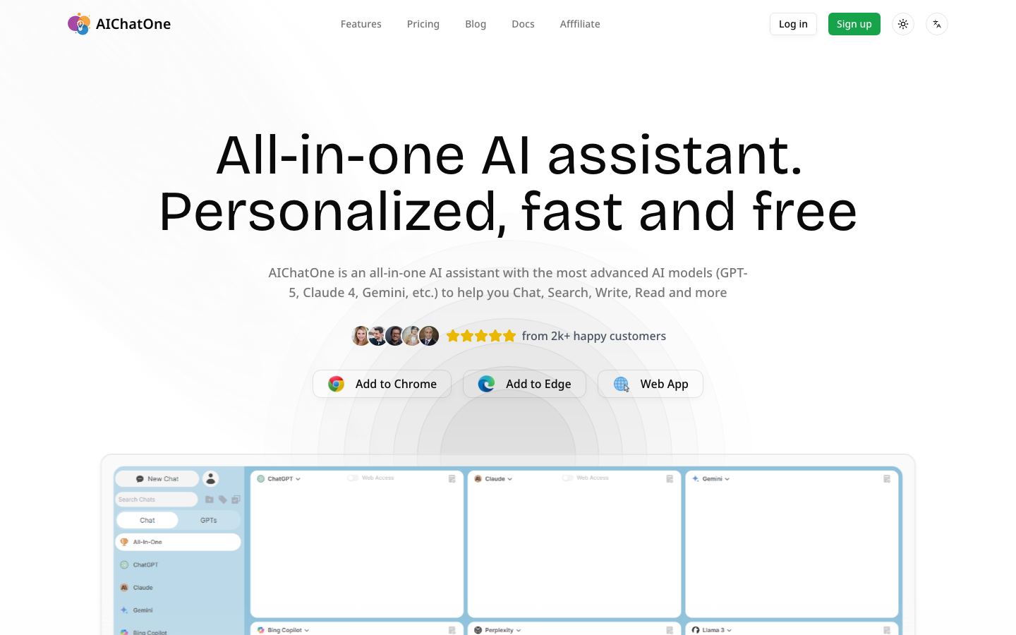 AIChatOne homepage