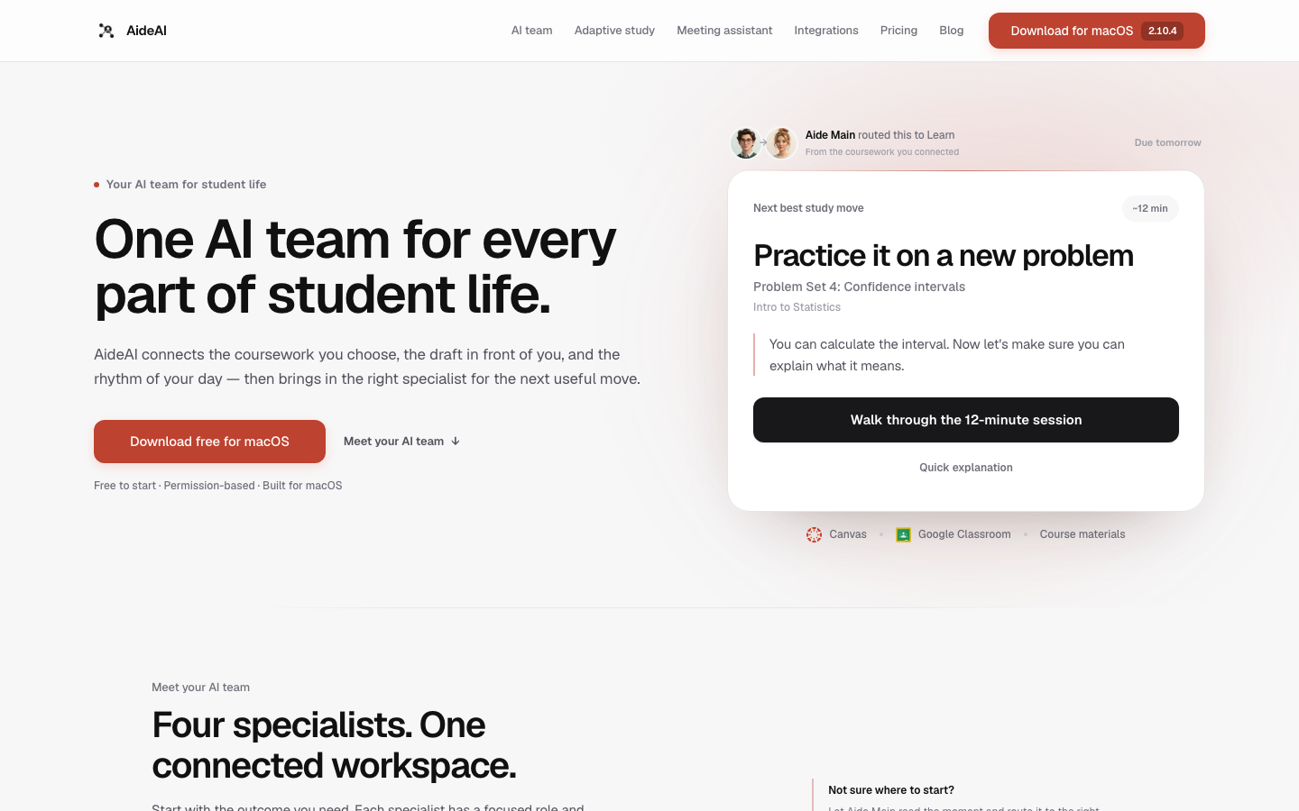 AIDE AI homepage