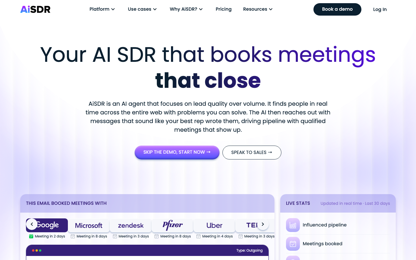 AiSDR homepage