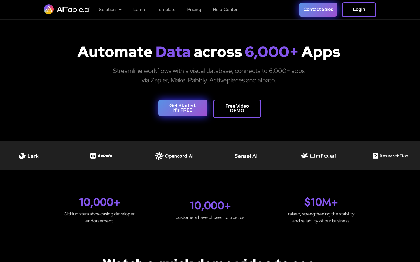AITable homepage