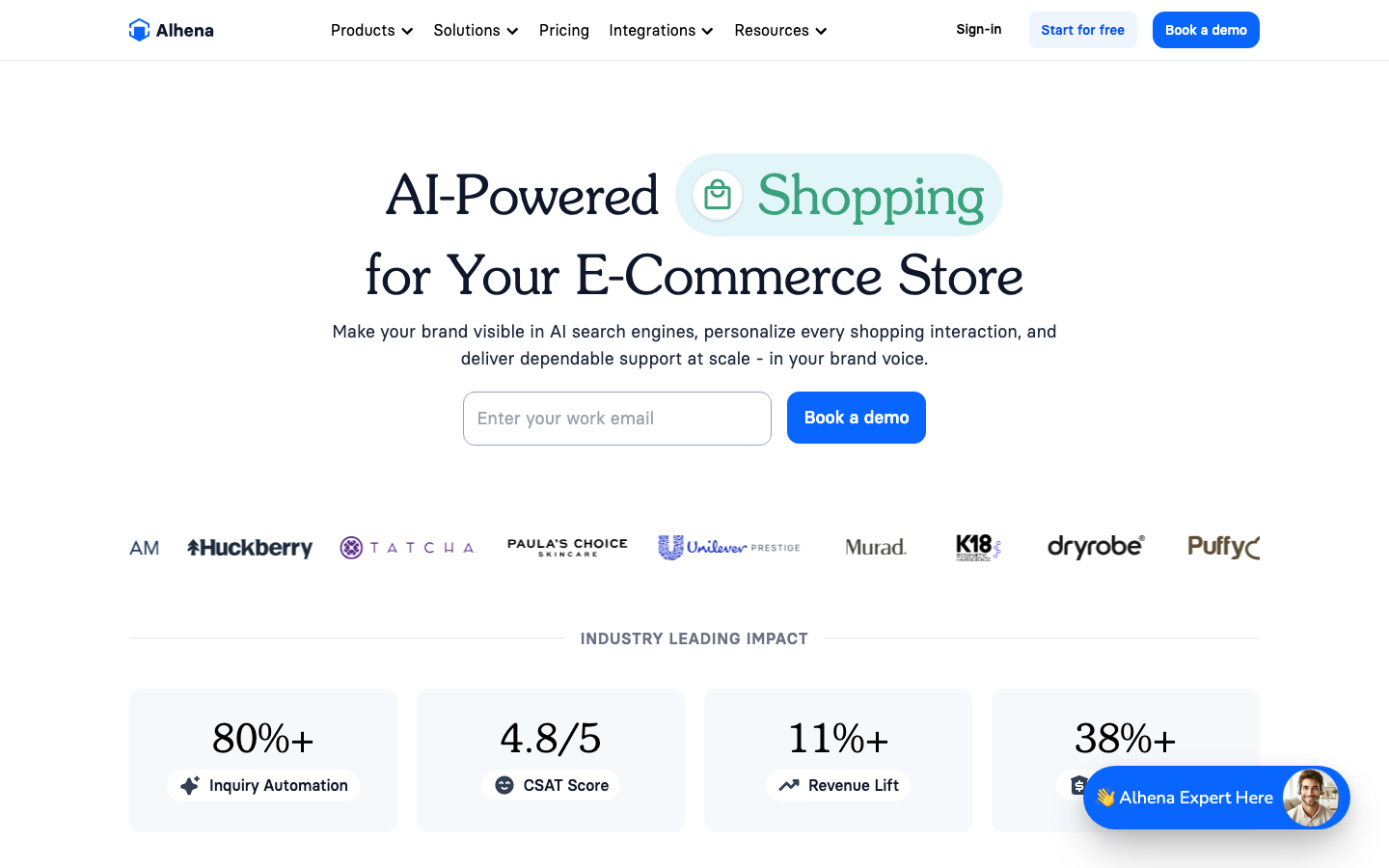 Alhena AI homepage