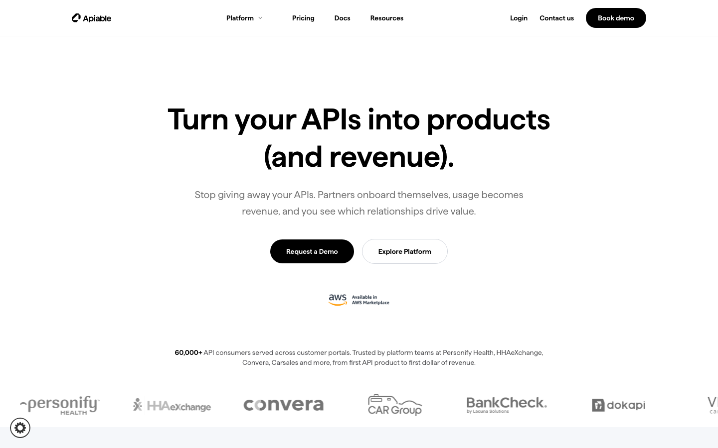Apiable API Portal Platform homepage