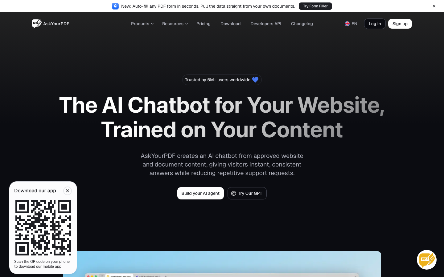 Ask Your PDF homepage