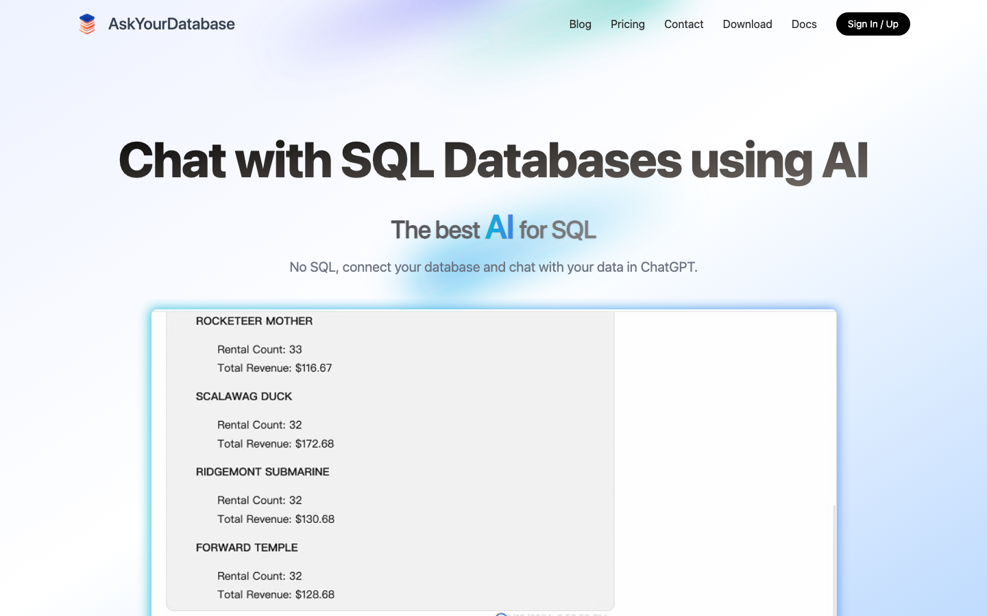 AskYourDatabase screenshot