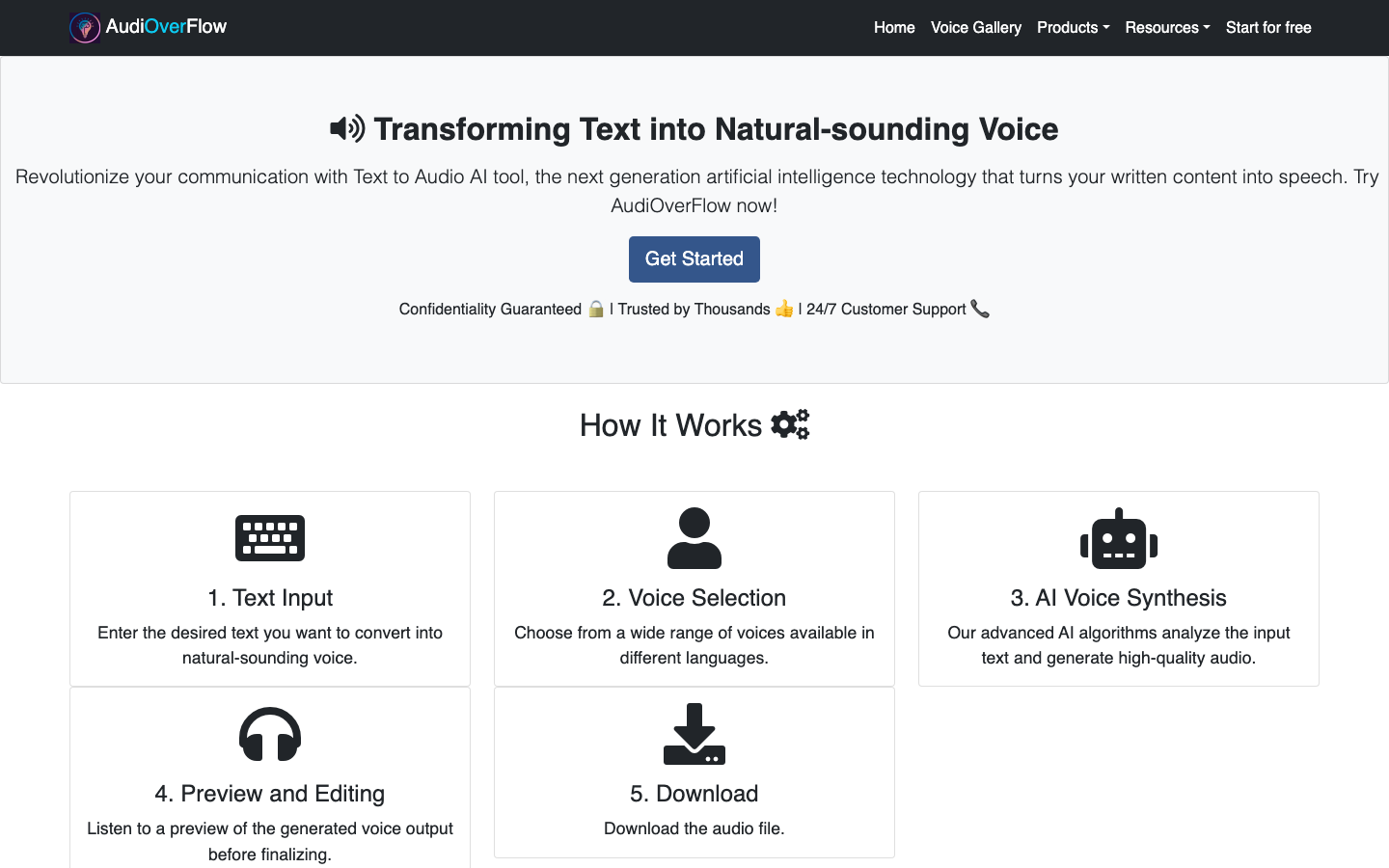 Audioverflow homepage