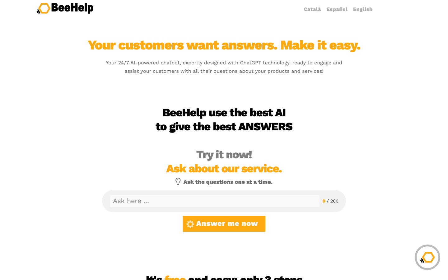 BeeHelp Assistant homepage