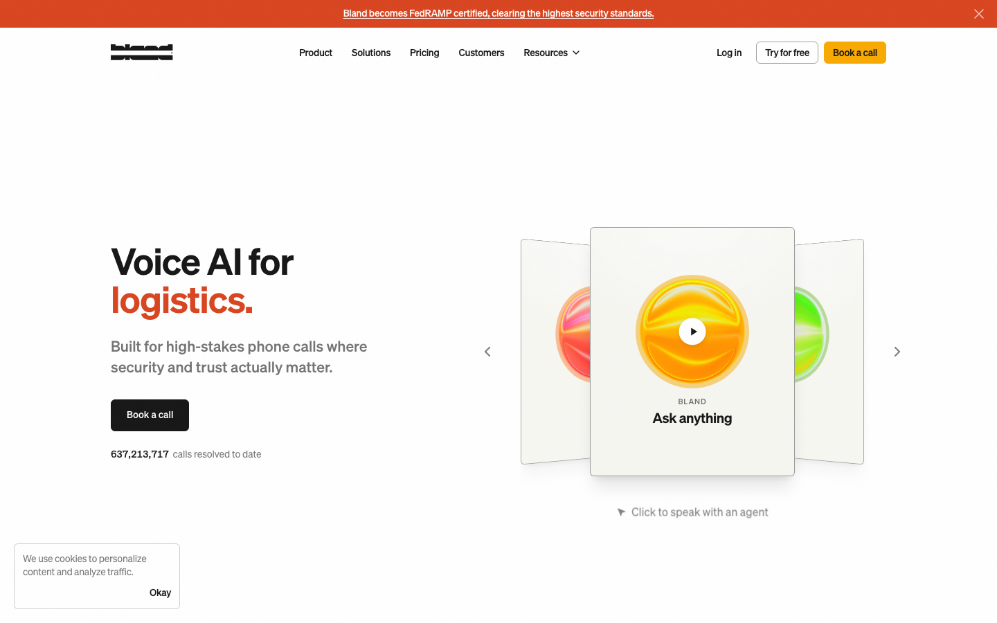 Bland AI homepage