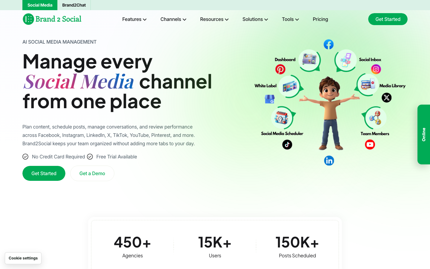 Brand2Social homepage