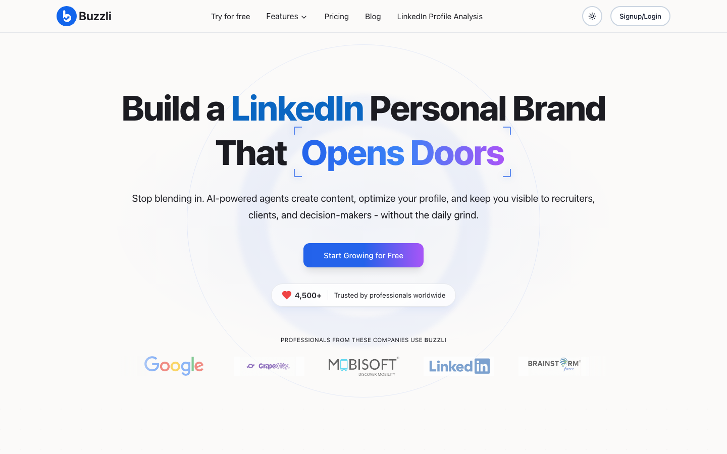 Buzzli homepage
