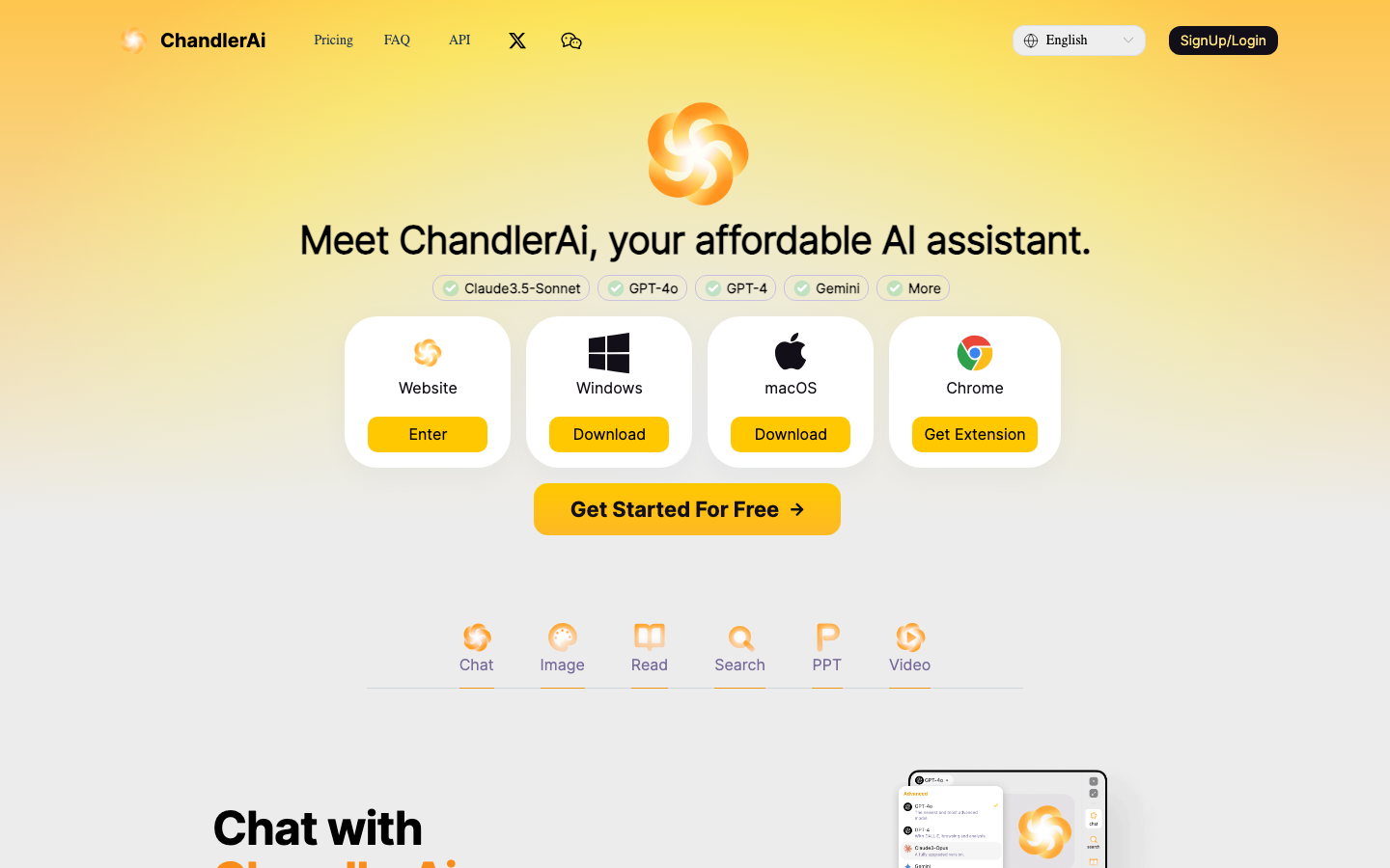 ChandlerAI homepage