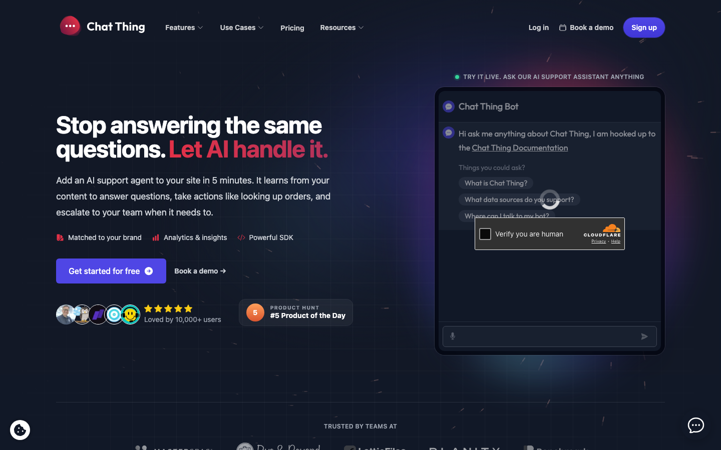 Chat Thing homepage