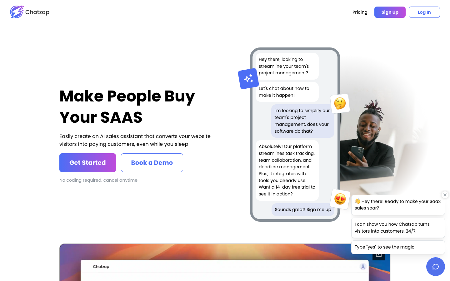 Chatzap homepage