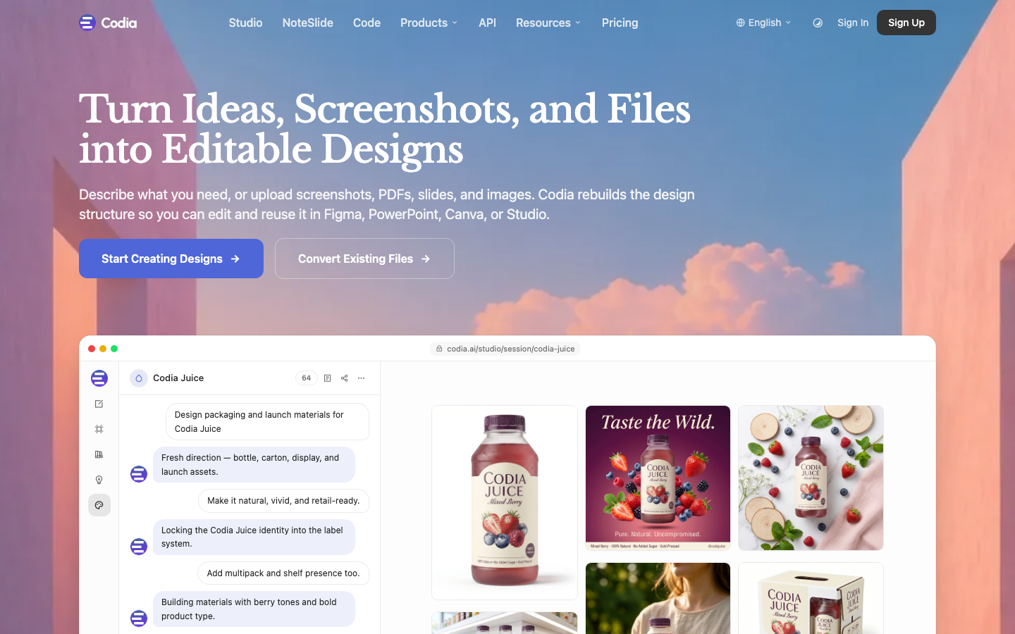 Codia homepage