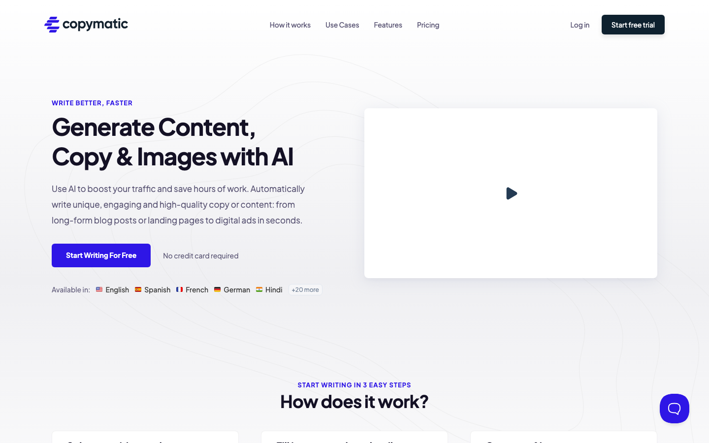 Copymatic homepage