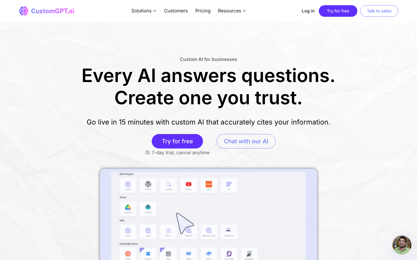 CustomGPT.ai homepage