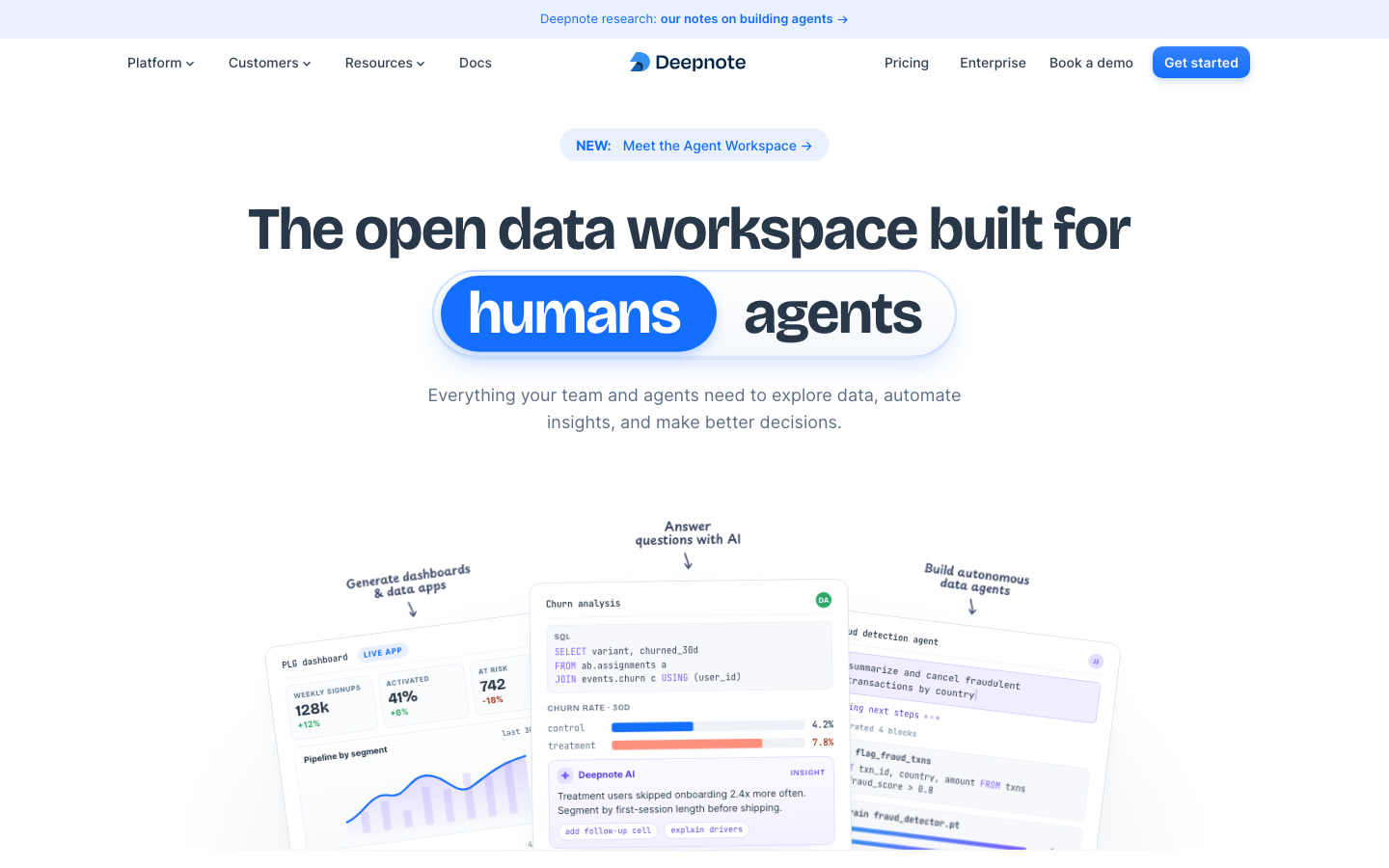 Deepnote homepage