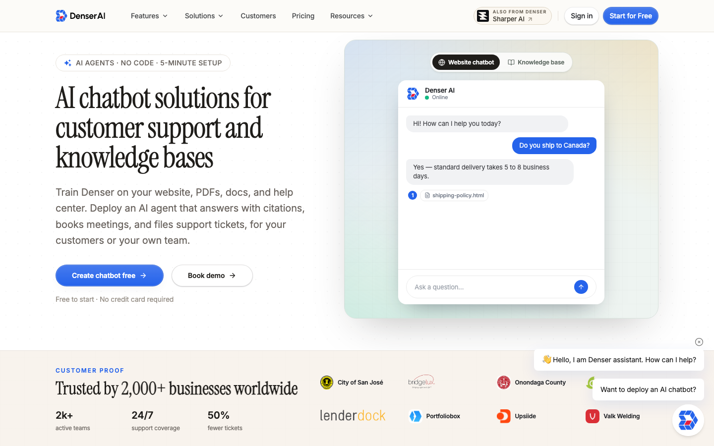Denser homepage