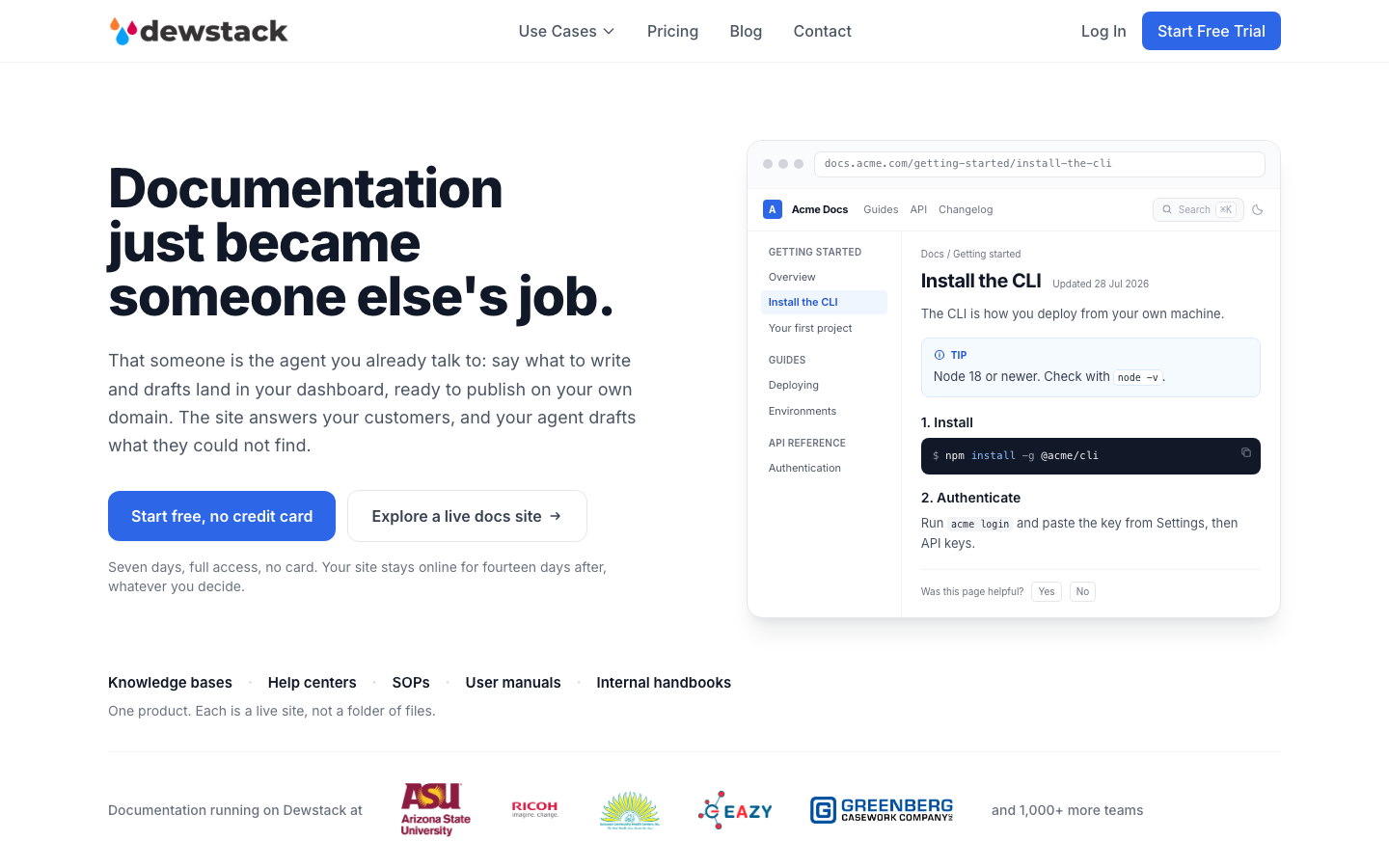 Dewstack homepage