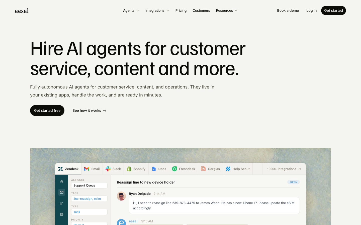 eesel AI homepage