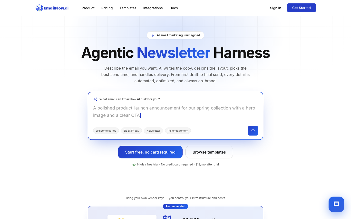 EmailFlow homepage