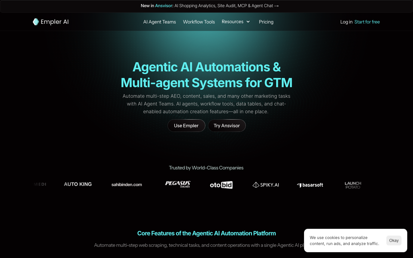 Empler AI homepage