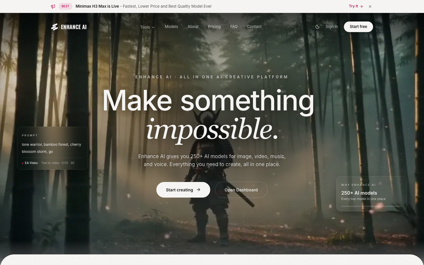 EnhanceAI.art homepage